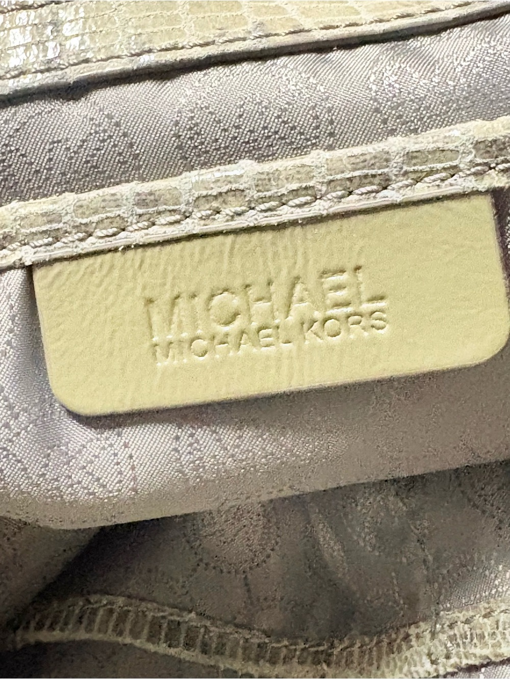 Michael Kors Gold-Tone Beige Croc-Embossed Hobo Bag - Picture 3 of 4